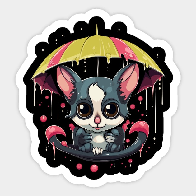 Sugar Glider Rainy Day With Umbrella Sticker by JH Mart